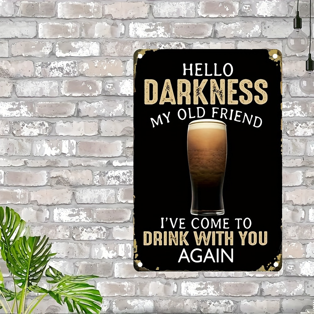 TEMU 2d Flat, [2d Flat] 2d Flat 1pc Hello Vintage Aluminum Tin Sign Humorous Beer Wall Art With Distressed Beer 30.48x20.32cm Rustic Aluminum Decor