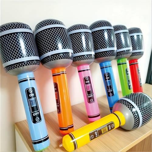 3pcs inflatable microphone props balloons microphone entertainment performance balloons stage decoration inflatable party props balloons gifts use holiday decorations halloween christmas new year birthday parties etc
