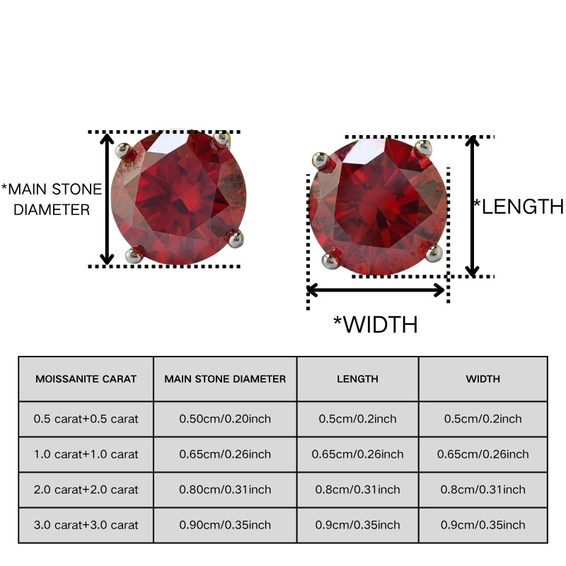 Women's Fashionable Red Moissanite Earrings, Copper Design