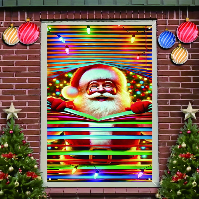 

Santa Claus Neon Design - 31x47in Christmas Window Banner, Indoor/outdoor Holiday Decor