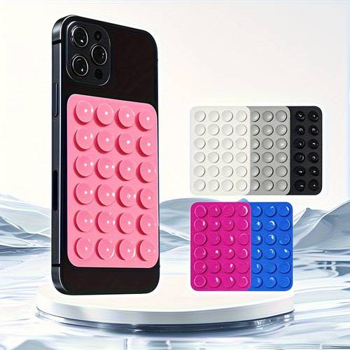1 قطعة حامل هاتف لاصق قوي مع 24 كوب شفط، تثبيت بدون استخدام اليدين، متوافق مع iphone و samsung والسيارة والحمام والمرآة - مادة سيليكون، تصميم مدمج، قبضة آمنة، مناسب للاستخدام طوال اليوم