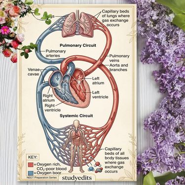 Póster de arte de pared con pintura en lienzo 2D plano, 1 pieza, sin marco - Ilustración médica educativa del corazón y del sistema circulatorio para la decoración del hogar y la oficina, impresión de alta definición en lienzo estirado, listo para colgar, 12X18, 16X24, 20X30, 60.96X91.44 cm