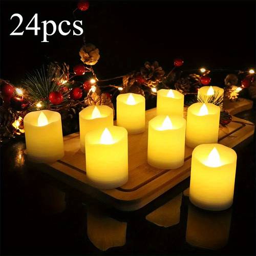 12pcs 24pcs flameless votive candles flameless electric candle battery operated led tea lights for wedding table halloween christmas decorations