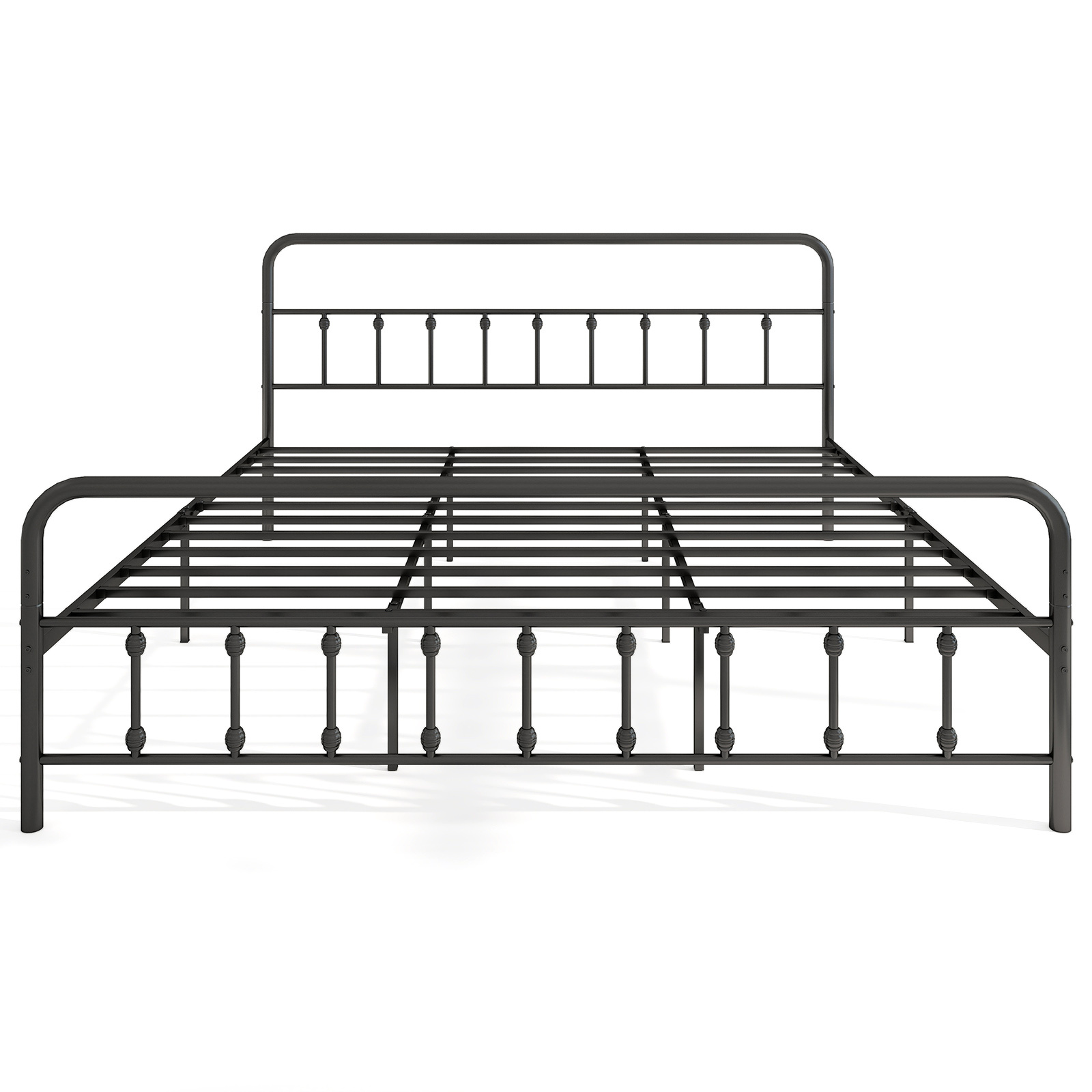 TEMU Costway King Size Metal Bed Frame, Victorian Style Platform Bed With Vintage Headboard & Footboard, Heavy Duty Metal Slats Mattress Foundation,