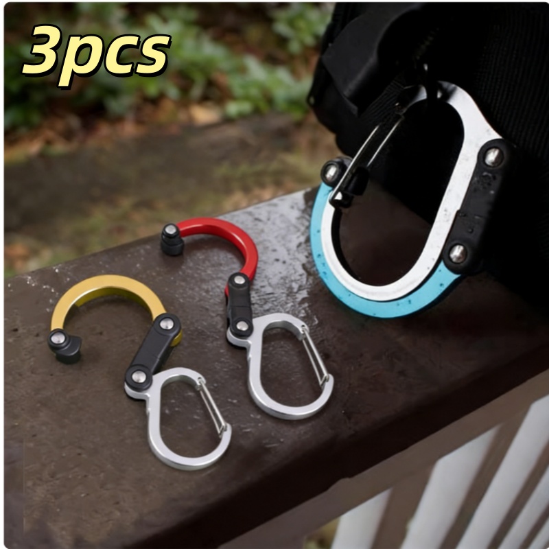 TEMU 3-pack Outdoor Multifunctional 360-degree Rotating Connectors, Suitable For Travel, Camping, Backpacks, And Luggage(red, Blue, Alloy)