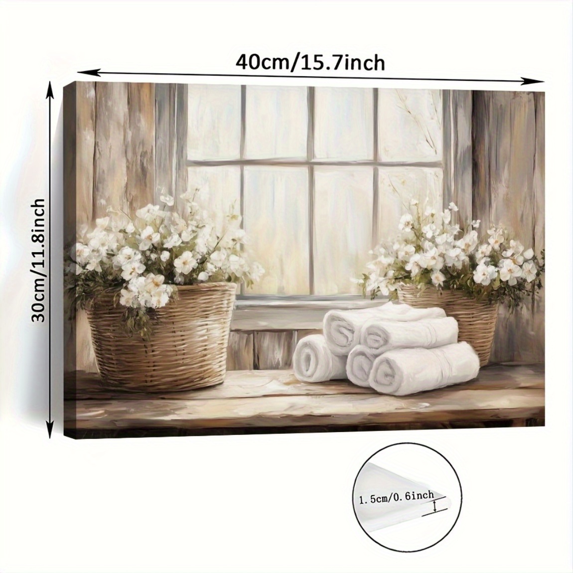 TEMU 1pc de Vintage para Lavandería con de Madera – Decoración Rústica de Pared con Toallas, Cestas y Vista a , para Colgar, Regalo para Cocina, Sala