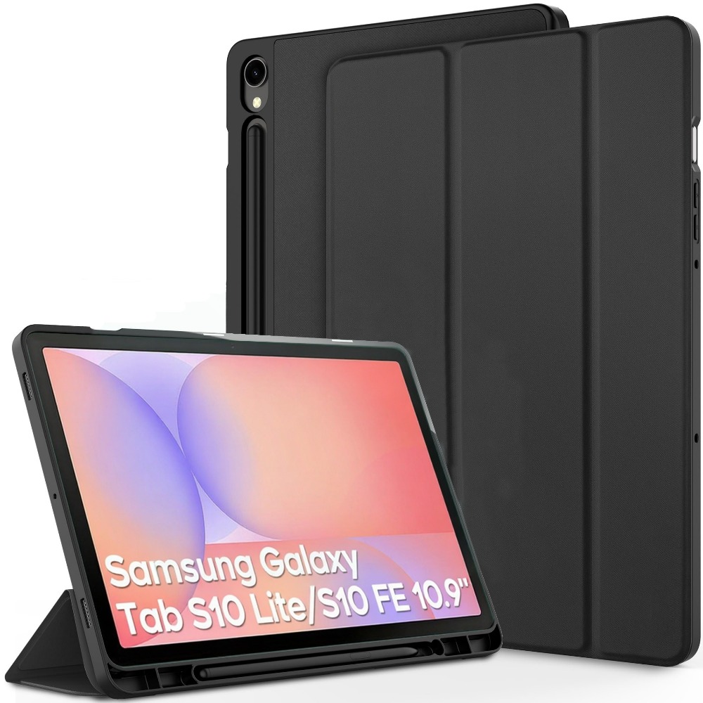 E-shop Für for Samsung Tablet S10 Lite 2025/S10 FE/S9 FE/S9 Hülle mit (Auto Wake/Sleep) & Trifold Stand & Stifthalter – Weiche TPU-Hülle kompatibel mit