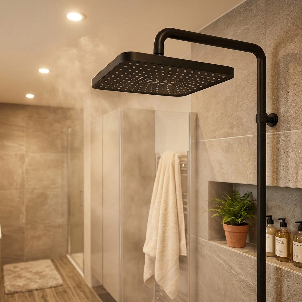 2pcs Square Matte Black Wall-Mounted Rain Shower Top Spray Set