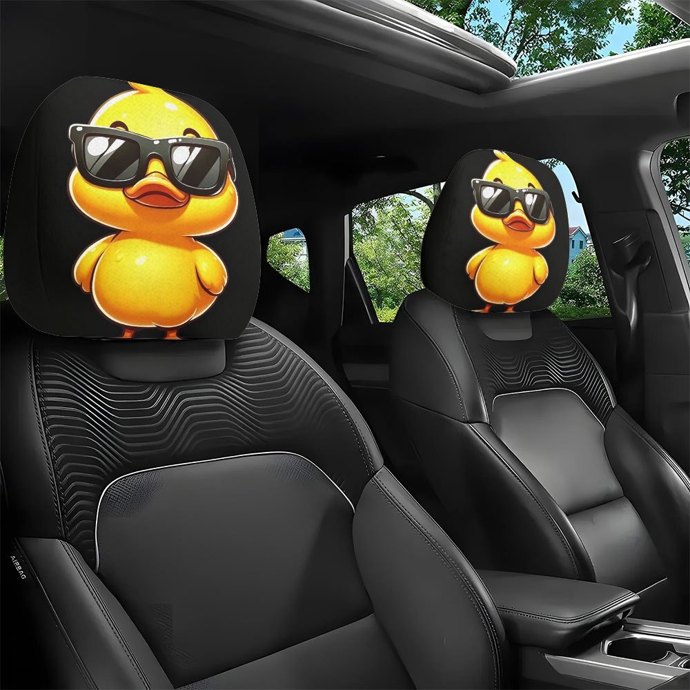 TEMU Lot de 2 housses d'-tête de voiture motif , protège-appuie-tête adorables avec impression canard, installation facile, rembourrage, cadeau de