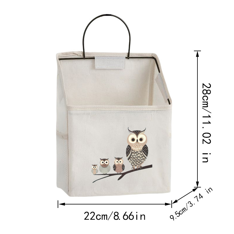 TEMU 1pc Cartoon Owl Family Cute Print Simple Wall-mounted Flower Basket, Hanging Basket, Wall-mounted Storage Bag, Miscellaneous Storage Bag, Tool
