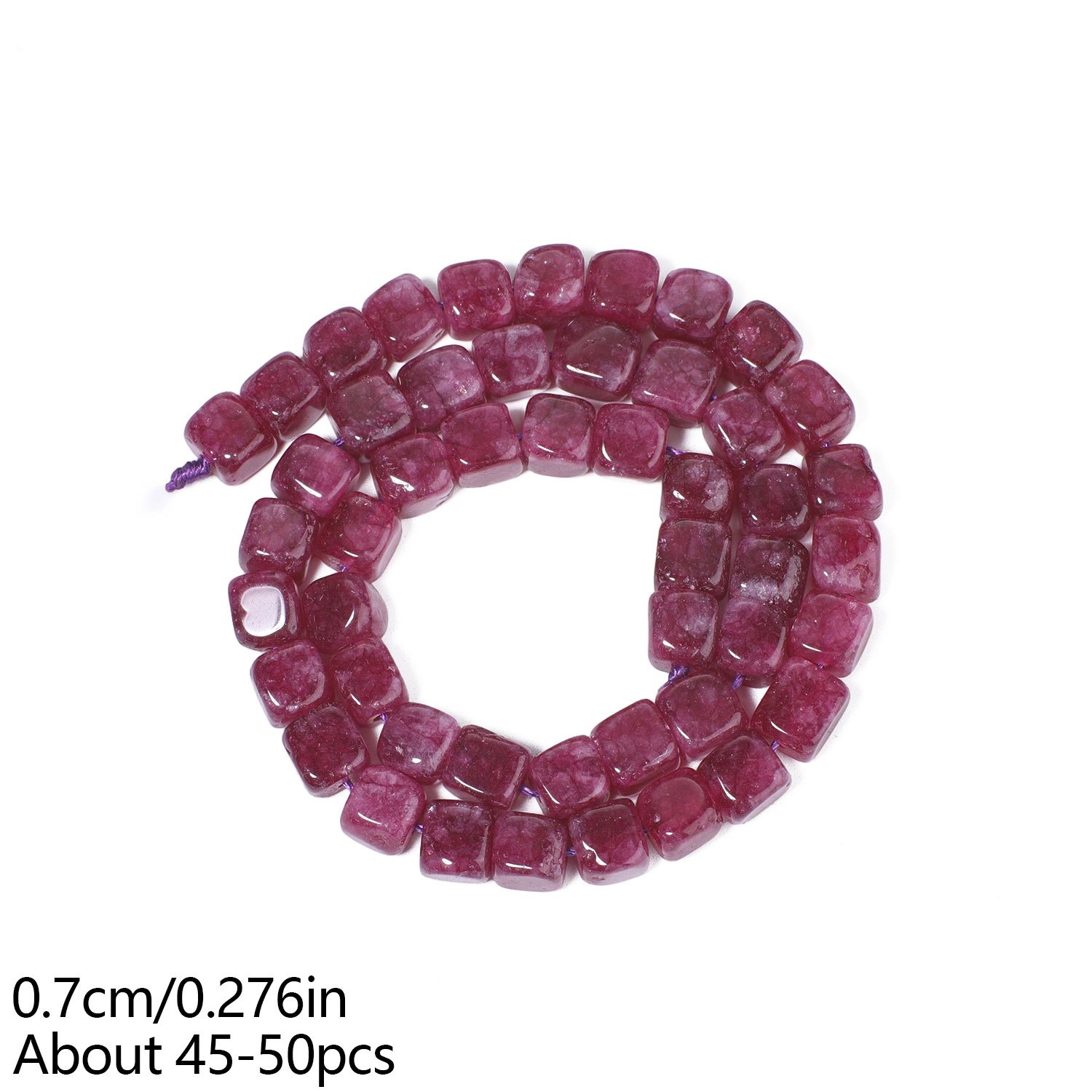 TEMU 7mm Natural Stone Square Purple Chalcedony Beads - Suitable For Jewelry Making Diy, Loose Beads With Curved Base Suitable For Necklaces,