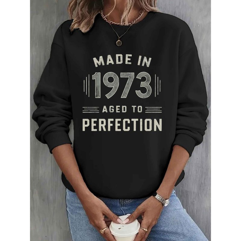 

Sweatshirt Vintage "Made in 1973" à Col Rond - Pull Décontracté en Polyester pour Femme, pour &