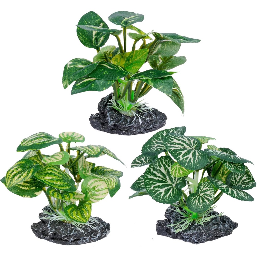 Image of 3pcs Aquarium Plants Fish Tank Decorations Betta Leaf Pad Hammock Hides Decor Small Fish Bowl Accessories Ornaments Turtle Reptiles Axolotl Artificial Plants