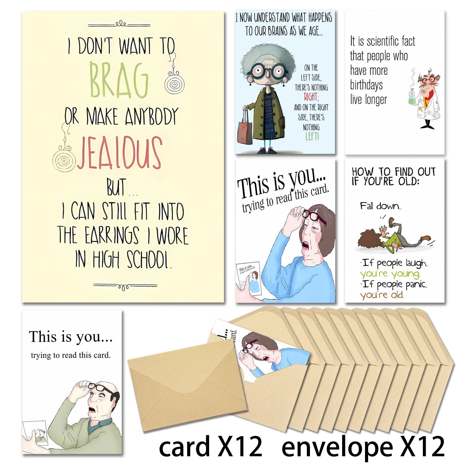 

24pcs Humorous Greeting - For & On , Birthdays, Day, 's Day - For Men, Women