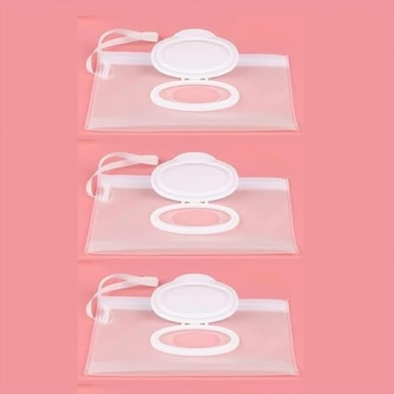 Image of 3pcs Portable Travel Tissues Storage Bags, Reusable Wet Wipe Dispensers, Summer Beach Travel Portable Items, A Storage Wonder For Toilet Paper And Wet Wipes, Suitable For Outdoor Travel And Home Use
