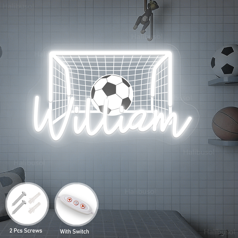 TEMU Custom Football Neon Sign | Led Soccer Neon Light For Wall Decor | For Man Cave Bedroom Game Party Atmosphere Lamp | Personalized Football Fans