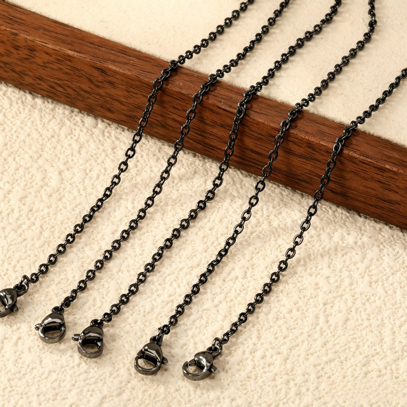 5pc Unisex Minimalist Black Cross Chain Necklace Set