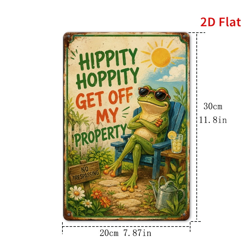 2d 평면, [2 ], 1개 30x20cm- 재미있는 개구리 장식 표지판, 빈티지 무단 출입 금지 양철 명패, 가정 정원 파티오 벽 장식, 정원 애호가를 위한 소박한 벽걸이 예술 선물, 2d 평면