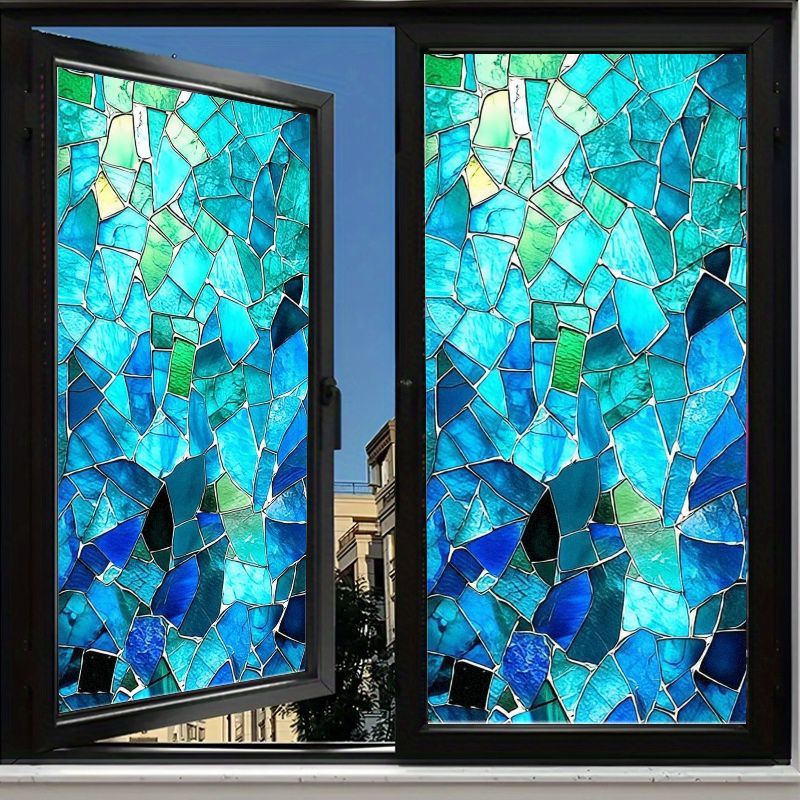 TEMU Película para ventana de , 1 pieza de calcomanía para ventana con de mosaico, adhesivo decorativo de vidrio aislante de privacidad, vinilo de