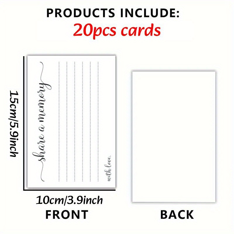 TEMU 20pcs "share A Memory" Cards - Wedding & Engasynthetic Gemstoneent Party Activity, Bridal Shower Decorations & Favors, Wedding Gifts