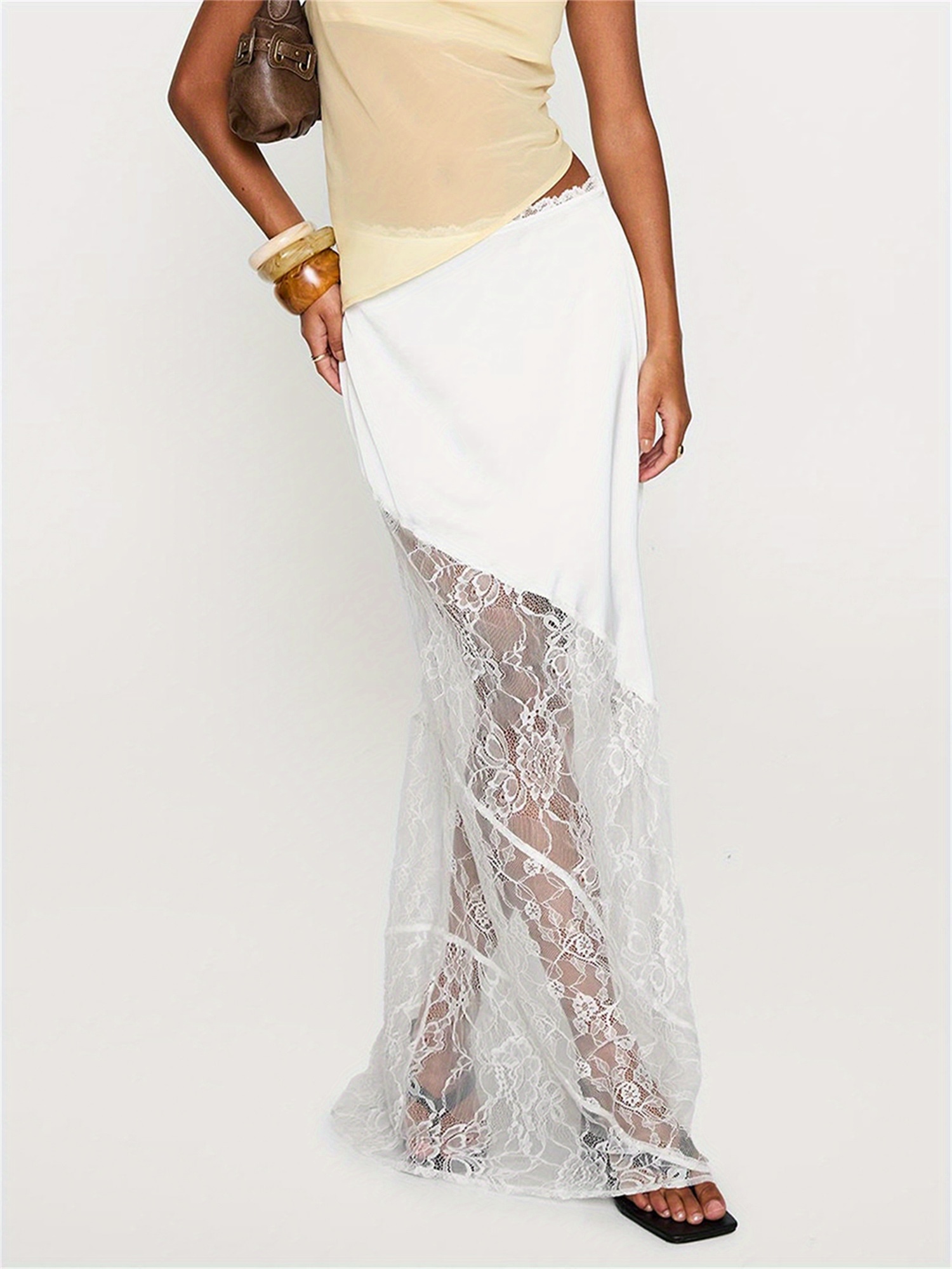 knee length dresses for ladies Emmalie Lace Asymmetrical Midi Dress Butter Yellow