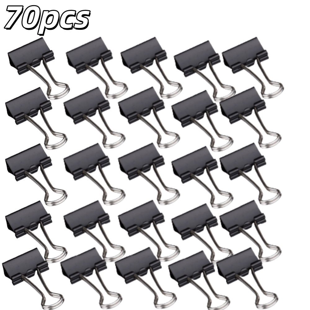 70-pack Medium-sized Ring Binders Durable Metal Long-tail Clips Document, Receipt, And Test Paper Sorting Folders Office Folders Black Paper Clips File Organization Ring Binders