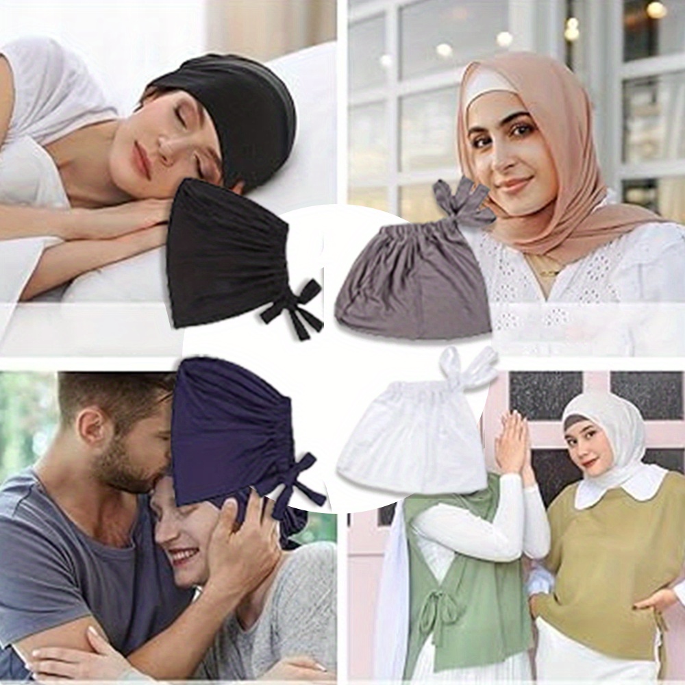 

4pcs Women's Hat, Polyester , , Hijab Cap, Turban Tie