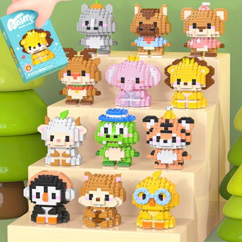 12pcs cute animal party series building blocks set educational interlocking plastic bricks ideal christmas birthday new year gift for   boys girls educational building blocks   design durable plastic blocks building toys