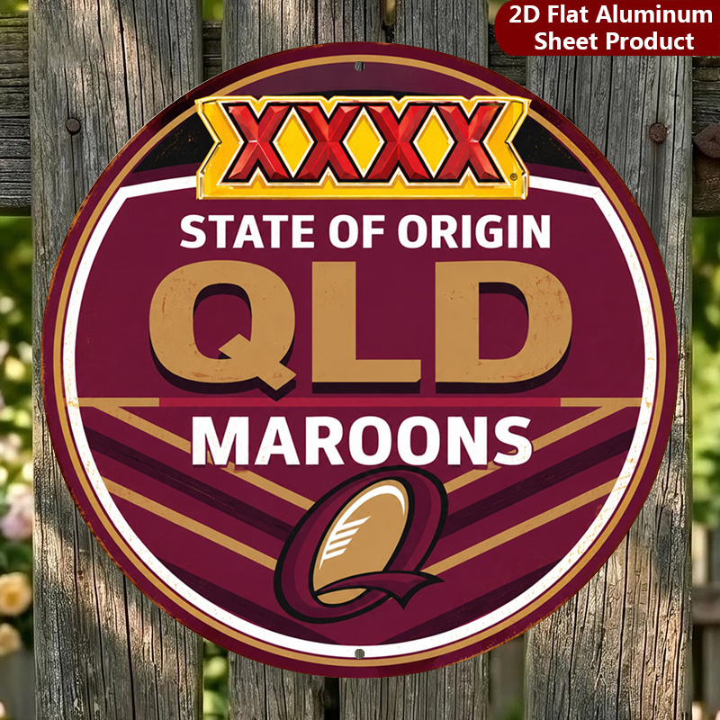 TEMU 2d Flat, 1pc, State Round Sign, Qld Vintage Decorative Plaque, League Porch Decorations, Wall Decorations, Home Decor, Room Decor, Signs 20x20cm