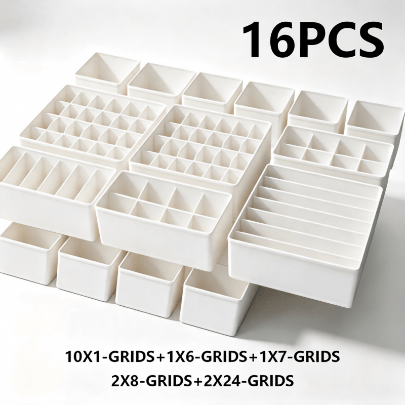 16pcs Multi-Compartment Fabric Drawer Organizer Set