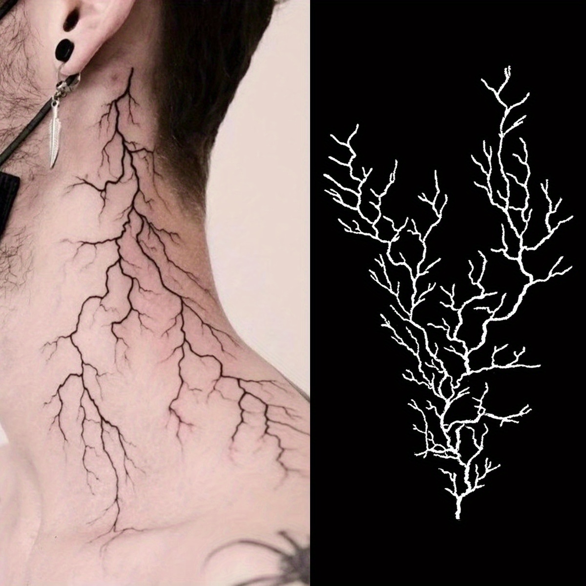 1 Feuille de Tatouage Temporaire Éclair - * à l'Eau et Réaliste pour *  Festivals \u0026 Activités * Air - Application Facile d'Art Corporel,  Accessoires de Festival | Art Corporel * | Design de Tatouage ..., image size:1200x1200