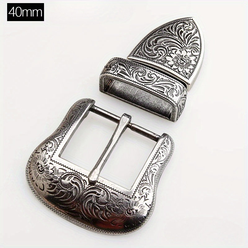 3pcs/set Metal Belt For Men Vintage Embossed Pin Buckles Leather Craft
