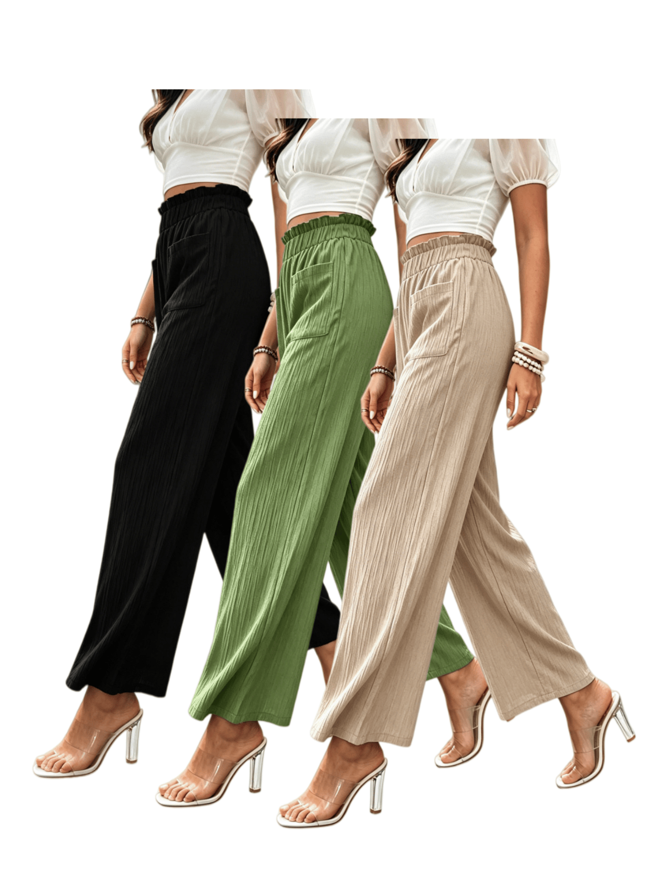 street fashion baggy wide leg pants womens drawstring high waist textured trousers with deep pockets s xxl