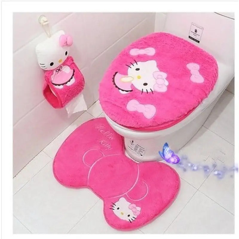 Image of Toilet Cushion With Adhesive Cover - Thickened , Soft Pink Bathroom Decor, Heart And , Non-slip Cushion, Easy-to-clean Bathroom Accessory (pink And White)