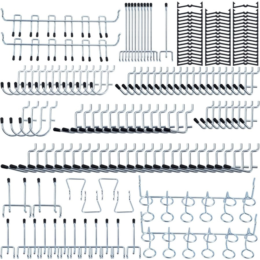 TEMU 170pcs/ Set Pegboard Hooks, Peg Board Hooks For Hanging Fit 1/ 4 1/ 8 Inch Pegboard For Garage Organization, Tool Storage, Ideal For Garage,