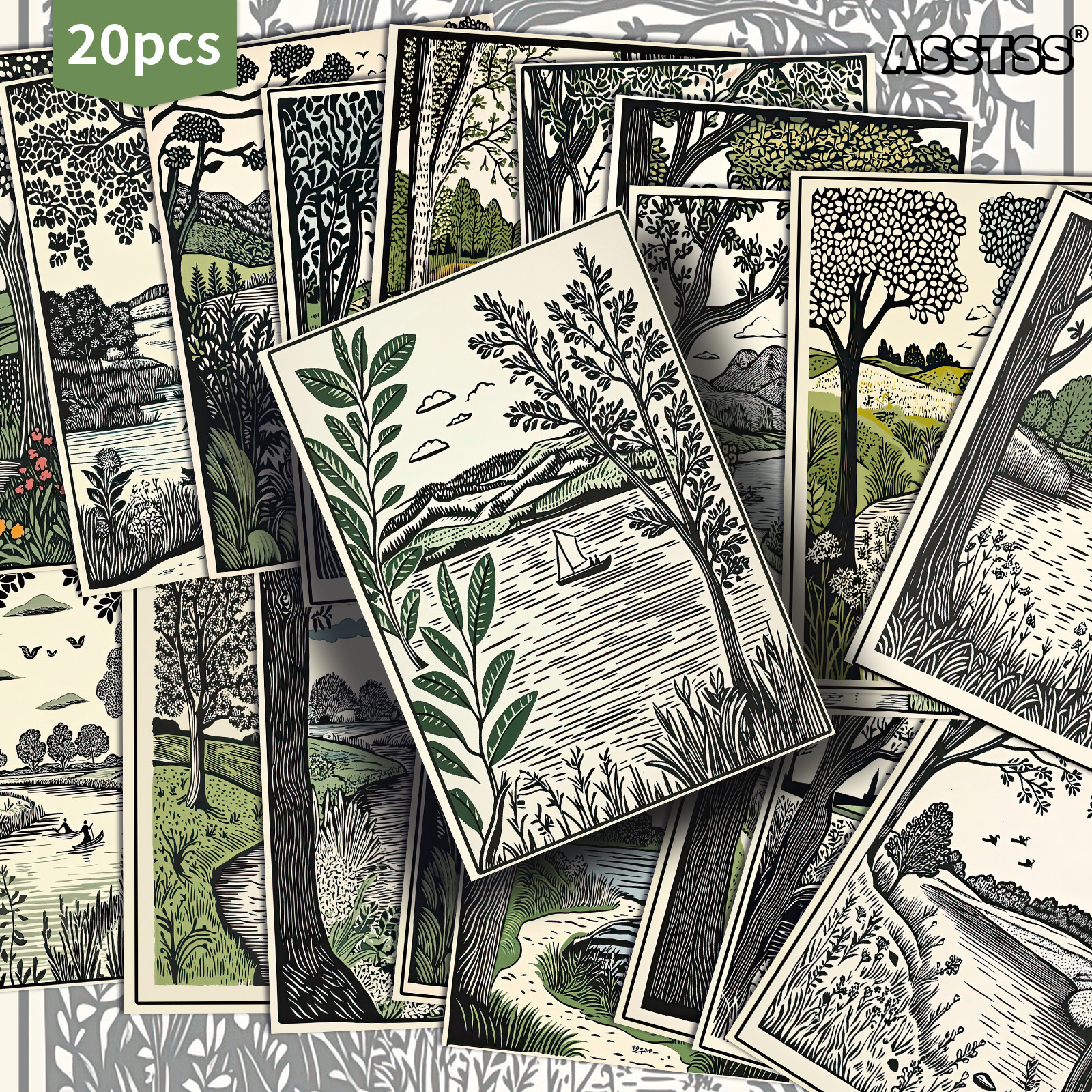 TEMU Ensemble de 20 cartes postales assorties sur le thème de la forêt vintage, mesurant 4X7 pouces, parfaites pour les journaux de rétro, avec des