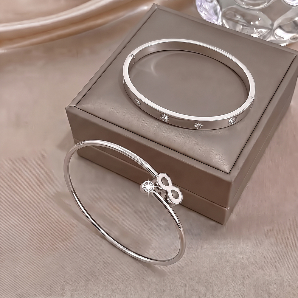 2pcs Infinity Symbol Design Double Bangle Set