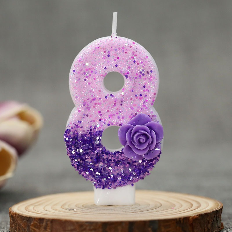 Image of New 3d Purple Rose Birthday Candles For Cake Decoration, Party Supplies For Anniversary Celebrations.