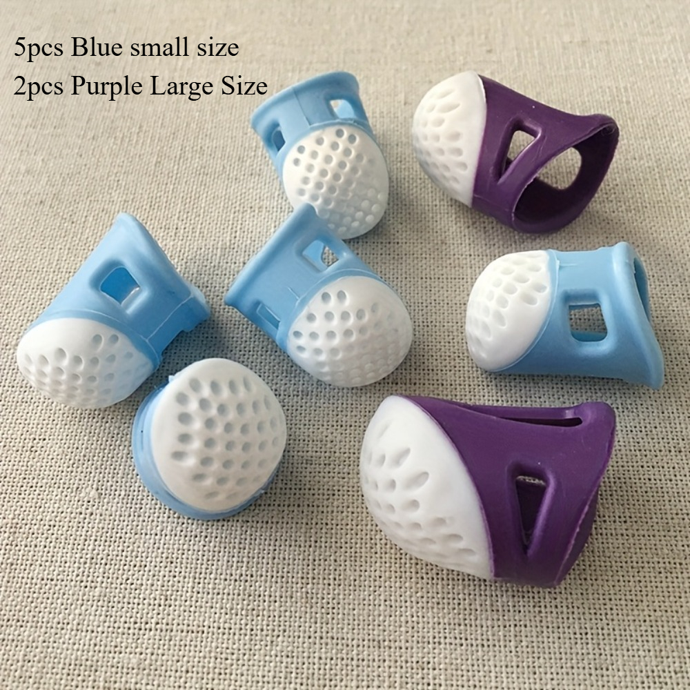TEMU 7pcs Sewing Top Threaders - Anti-slip Cross Stitch Sewing Tools, Light Blue And Purple, Adjustable Size, Suitable For Embroidery And Sewing