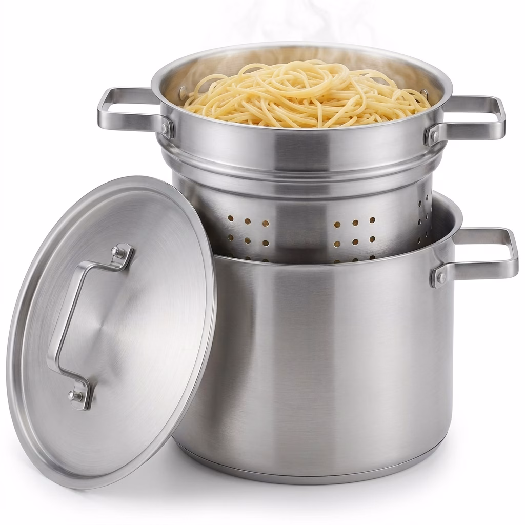 1.14gal Professional Stainless Steel Pasta Pot with Steamer...