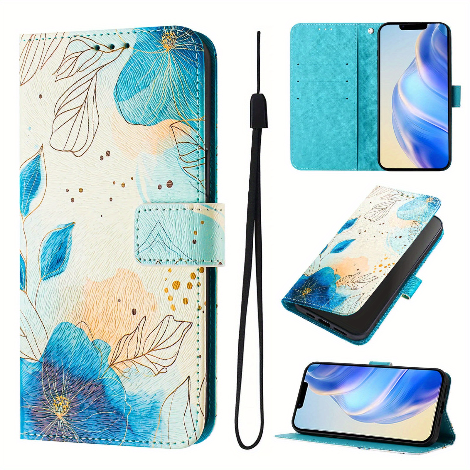 luxury pattern pu magnetic flip wallet phone case d holder Temu