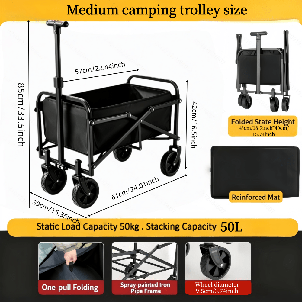 TEMU Xmt Collapsible Folding Wagon Cart, Large Capacity Camping Wagon, All Terrain Foldable Wagon, Heavy Duty Utility Wagon Cart For Grocery Outdoor