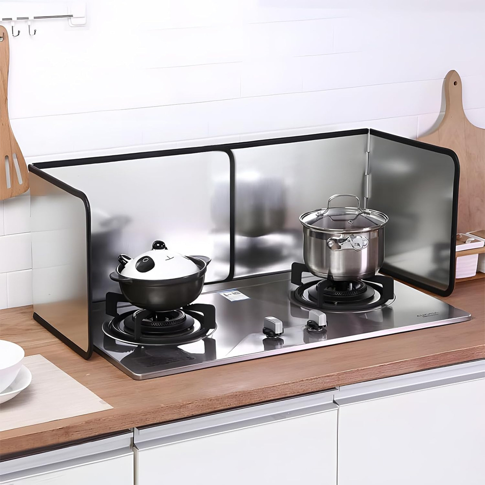 Image of Anti-oil Baffles And Oil Screens, Foldable Baffles, 38 X 30 X 29 Cm, Anti-oil Cover With Coating, Easy-to-clean Stove Countertop Panel, Wall Protection Gadget