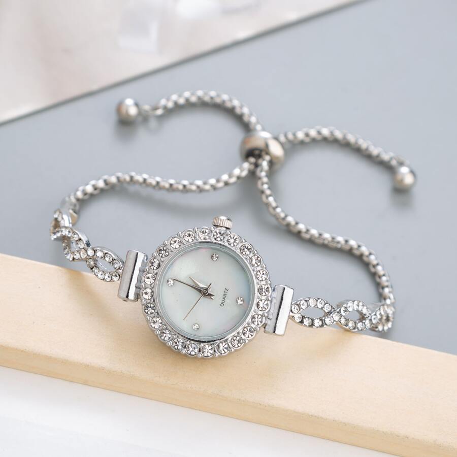1 Women's Alloy Quartz Watch, Stylish And Simple Round Dial, Classic Watch (1pc/set), Not Including Watch Box