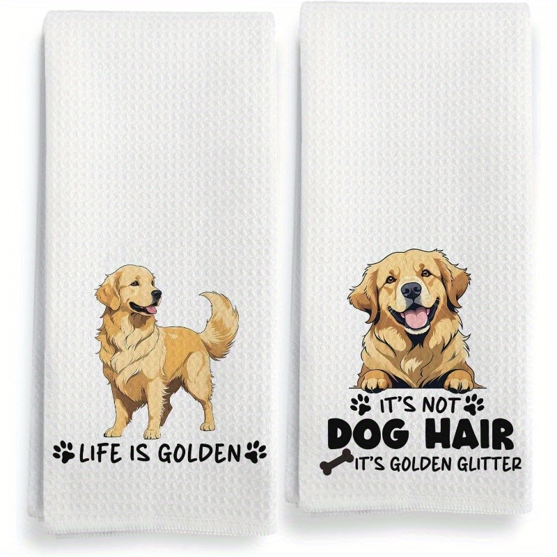 

2pcs 18x26 Inch Golden Retriever Kitchen Towels Set, Super Soft Absorbent Polyester Tea Towels, Decorative Hand Towels For Cooking And Cleaning, Machine Washable, Golden Retriever, Gifts