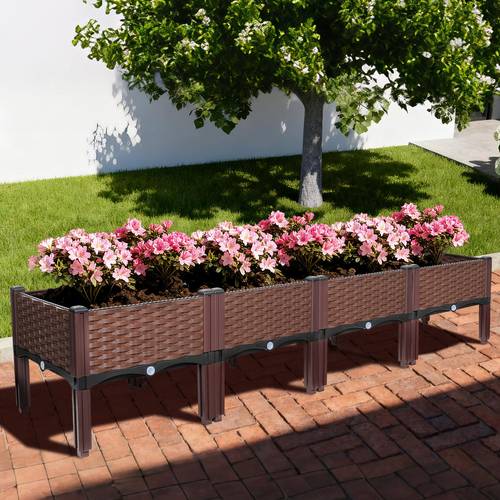 the elevated flower bed with a support structure classic woven plastic planting box suitable for outdoor use an for growing flowers vegetables and herbs lightweight and durable multi elevated flower bed