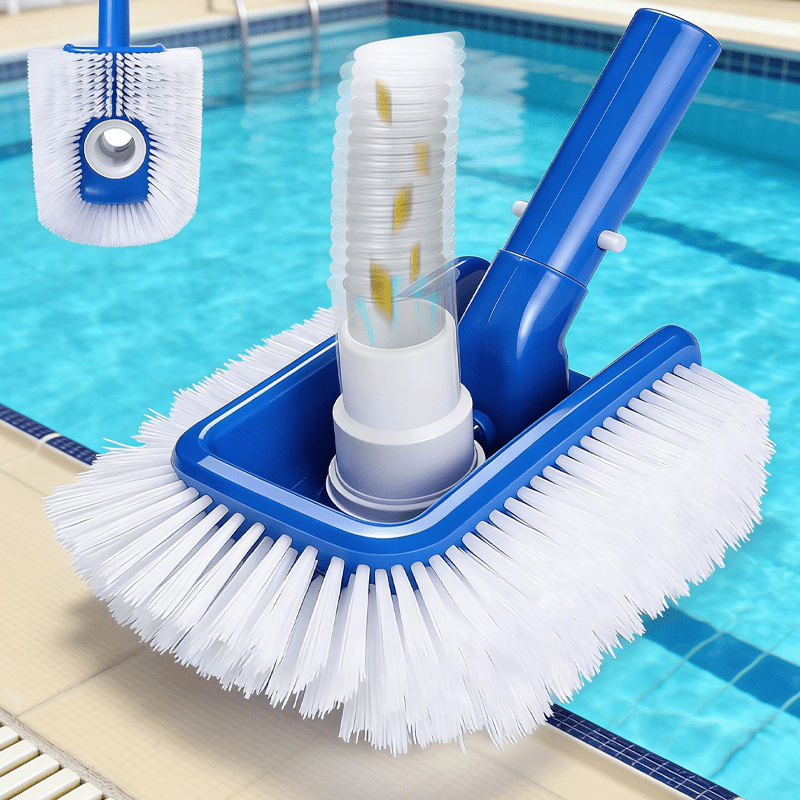E-shop Poolbürstenkopf mit Staubsaugeraufsatz, geeignet für eingelassene und oberirdische Pools; Runder, robuste Poolreiniger mit Nylonborsten,
