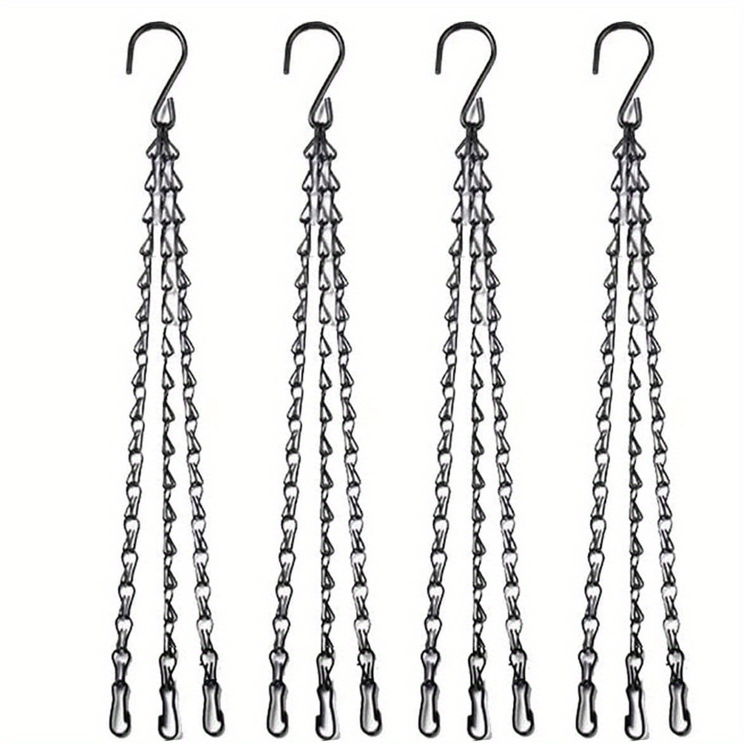Image of 4pcs/6pcs Black Hanging Basket Chain With Hook, Flower Pot Replacement Chain, Suitable For Diy Bird Feeders, Flower Pots, Lanterns And Decorative Iron Chains