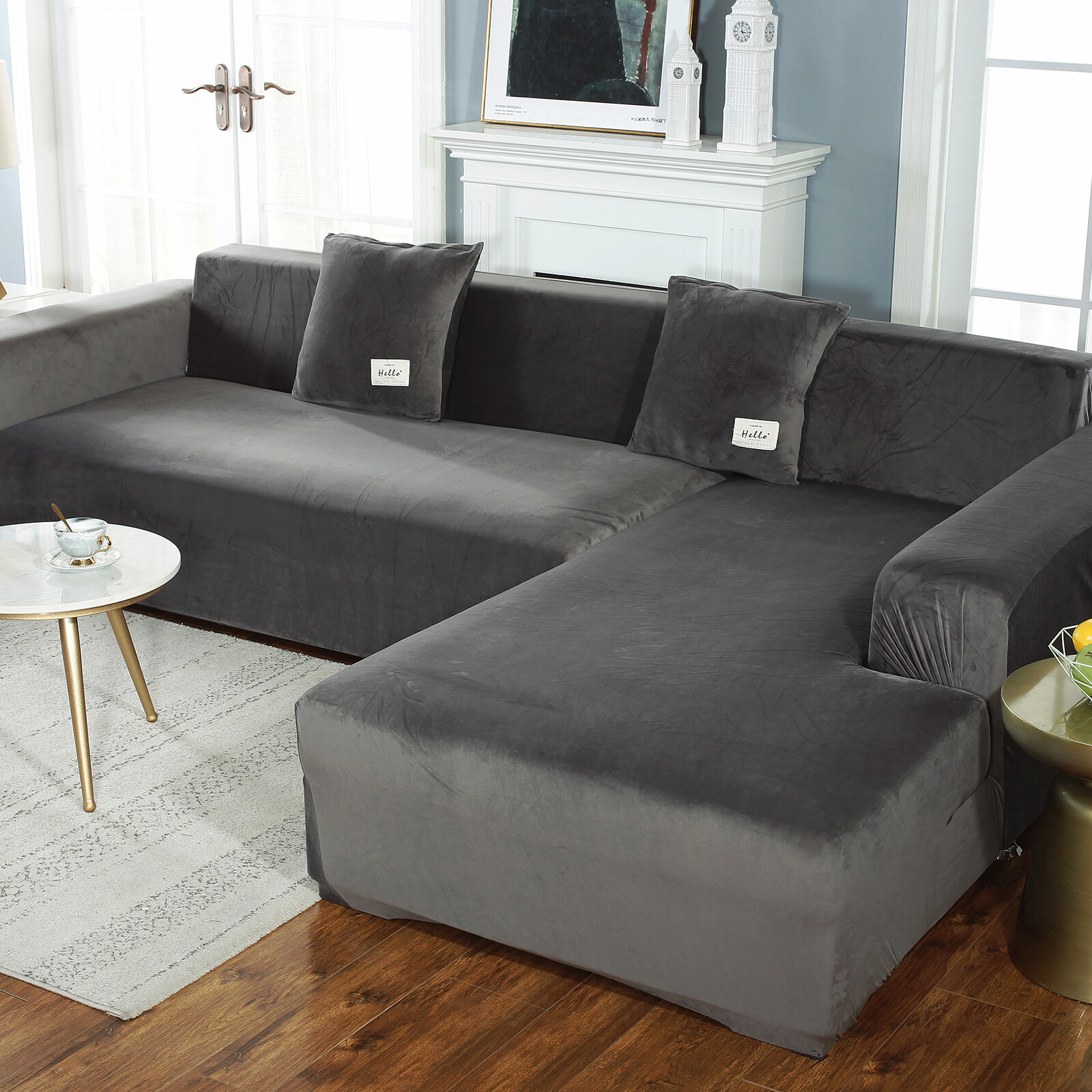 TEMU elástica para sofá - 2 piezas, inferior elástica para fundas de sofá de L (sofá de 4 plazas + chaise de 3 plazas) Protector de muebles tipo para