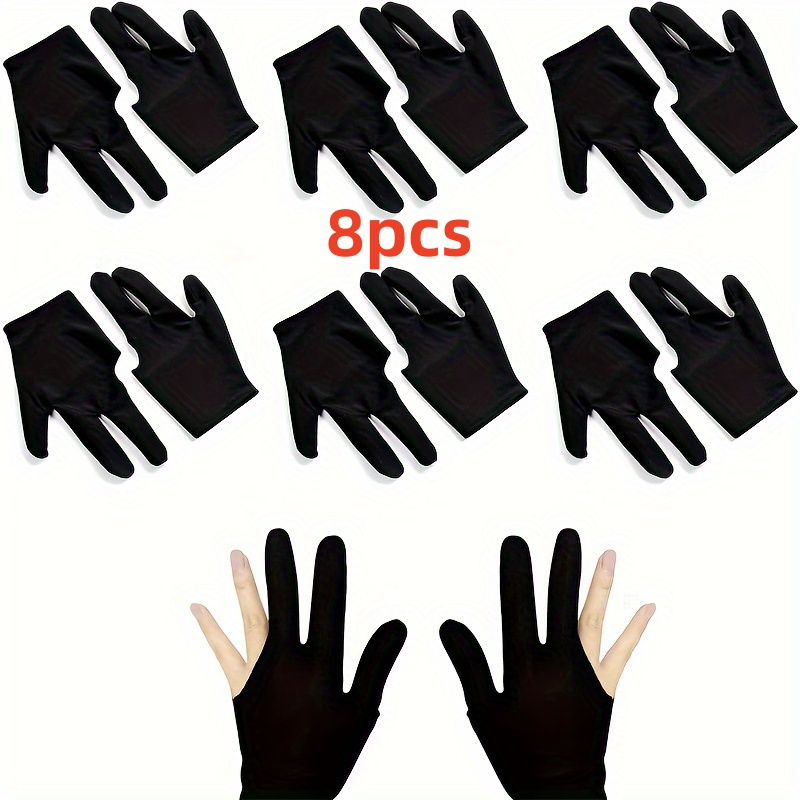 TEMU 8 pièces 4 paires de gants de billard Yo Yo 3 doigts, gants de billard antidérapants Yo Yo pour et droite